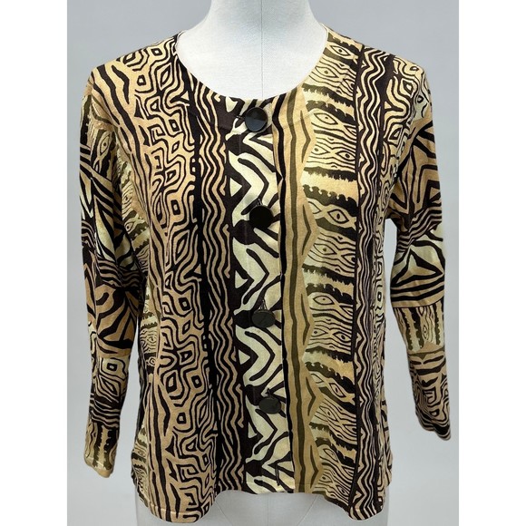 Cable and Gauge Tribal Print Cardigan Sweater SZ Med - Picture 1 of 3